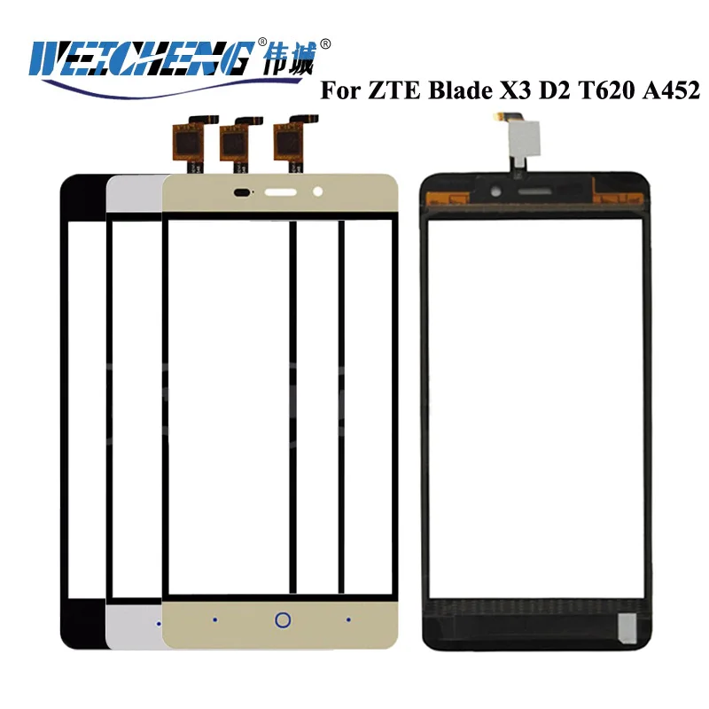 

WEICHENG For ZTE Blade X3 D2 T620 A452 Touch Screen Digitizer Front Glass Panel Touchpad For ZTE x3 touch +free Tools