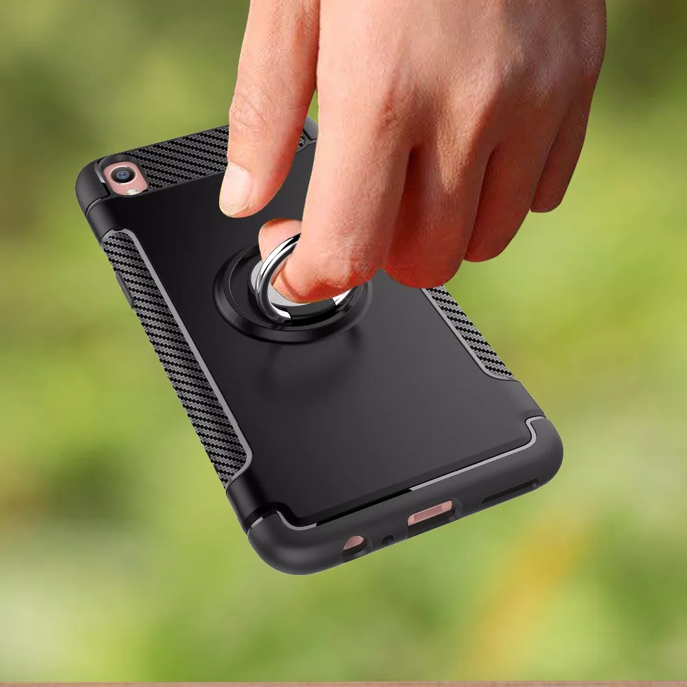 For OPPO R9 R11 Plus R9S R11S Shockproof Hybrid Armor Phone Case R15 Dream Mirror Metal Ring Rugged TPU+PC Cover | Мобильные