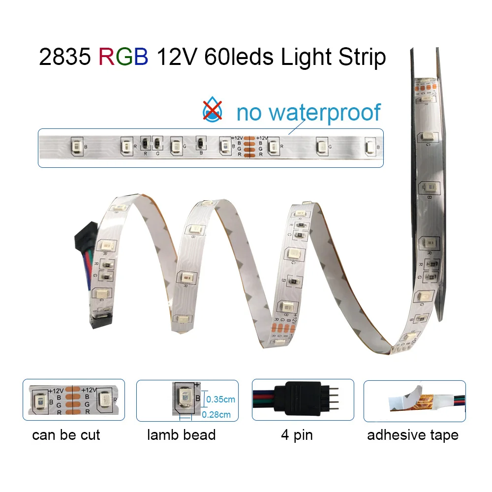 Wifi контроллер RGB Светодиодная лента светильник SMD 2835 60 Светодиодный s 50505 м Водонепроницаемая RGB лента DC 12 В Светодиодная лента s светильник Гибкая полоса лампа