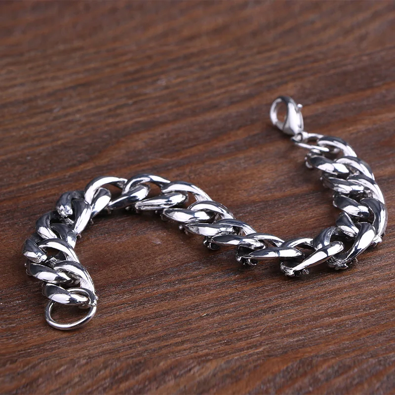Браслет в стиле панк хип хоп с черепом мужской серебристый цепочкой|Цепочки и