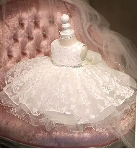 Glizt New Sweet Diamond Flower Girl Dress White Tulle Party Pageant for Little Girls Prom Wedding 1 Year Birthday Dresses | Детская
