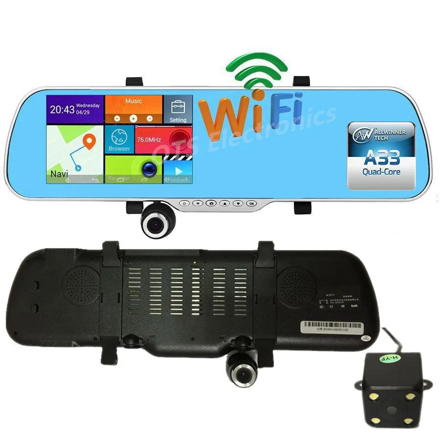 Последние 5 дюймов GPS Android Зеркало DVR Камера Заднего вида Allwinner A33 Quad Core Двойная WiFi
