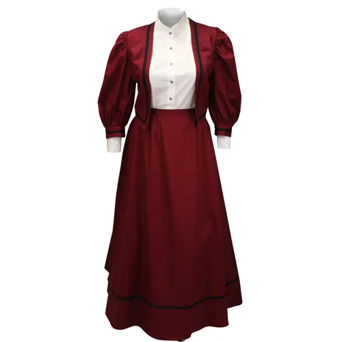 red Ladies Edwardian Suit Edwardian Victorian dress Edwardian Ladies dress suit cosplay costume - Цвет: red
