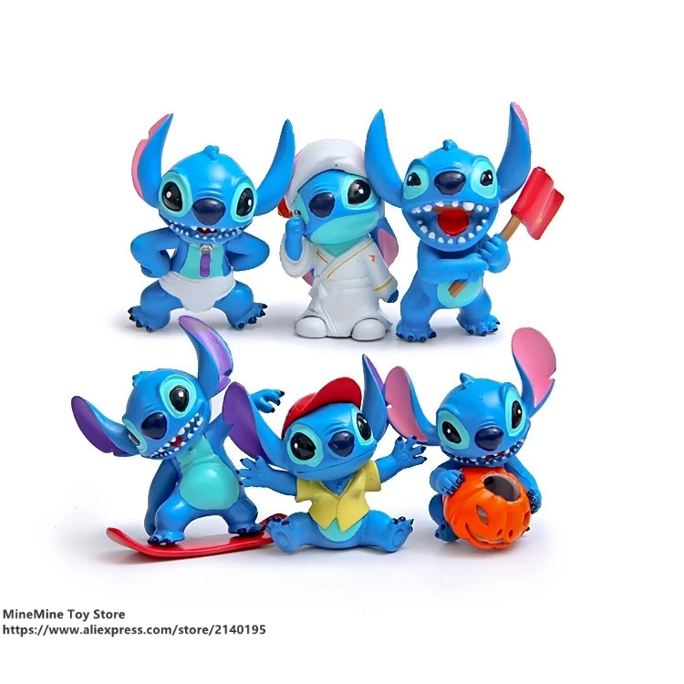 DISNEY Lilo & Stitch 6 шт./компл. см фигурка осанки коллекция украшений аниме игрушка