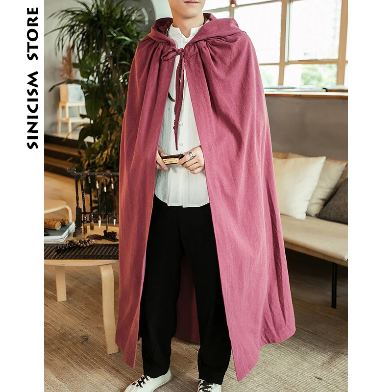 Sinicism Store мужской однотонный плащ с капюшоном 2019 мужские хлопковые и льняные