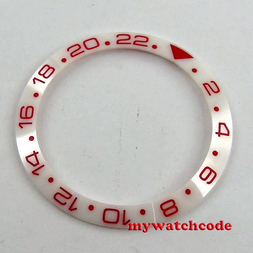 

White ceramic bezel insert red make for 40mm GMT watch made by parnis factory 39