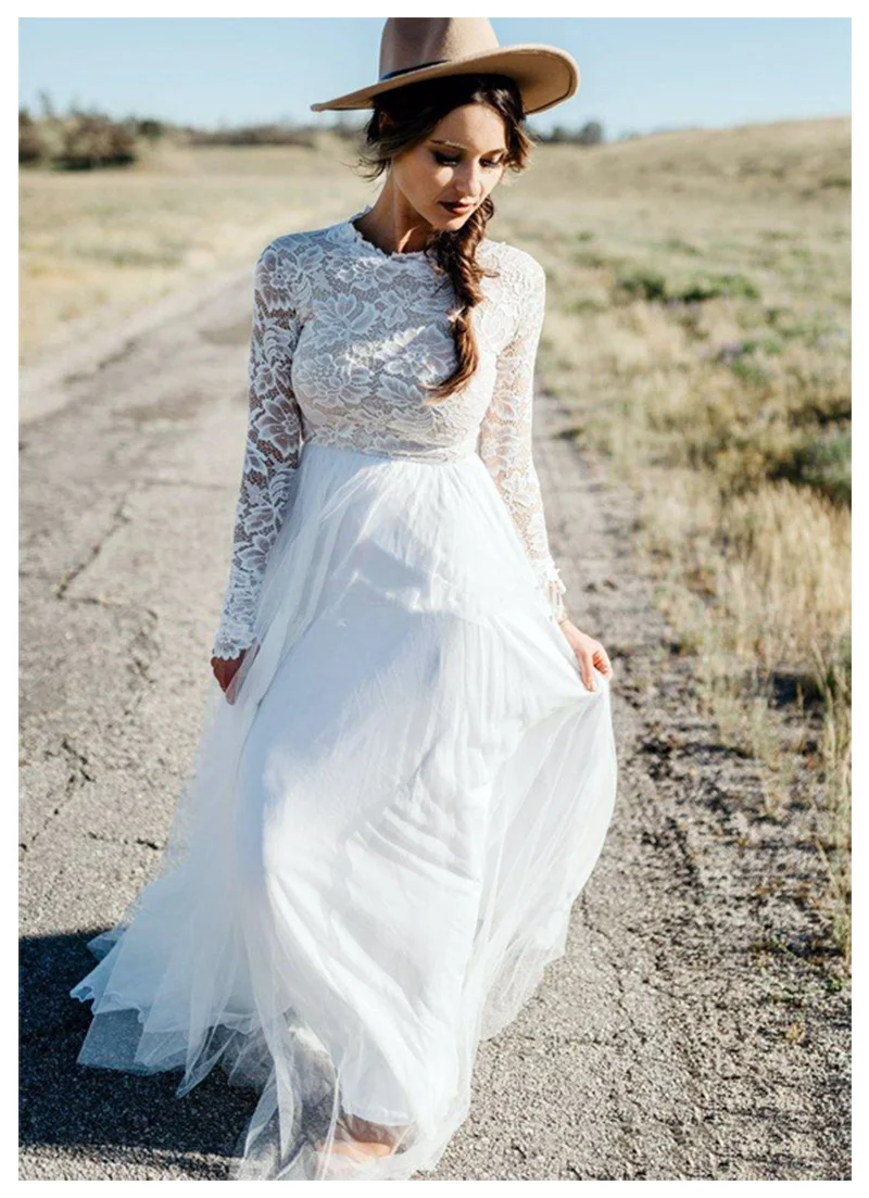 LORIE Boho простое свадебное платье с длинными рукавами 2019 Robe de mariee Винтажный