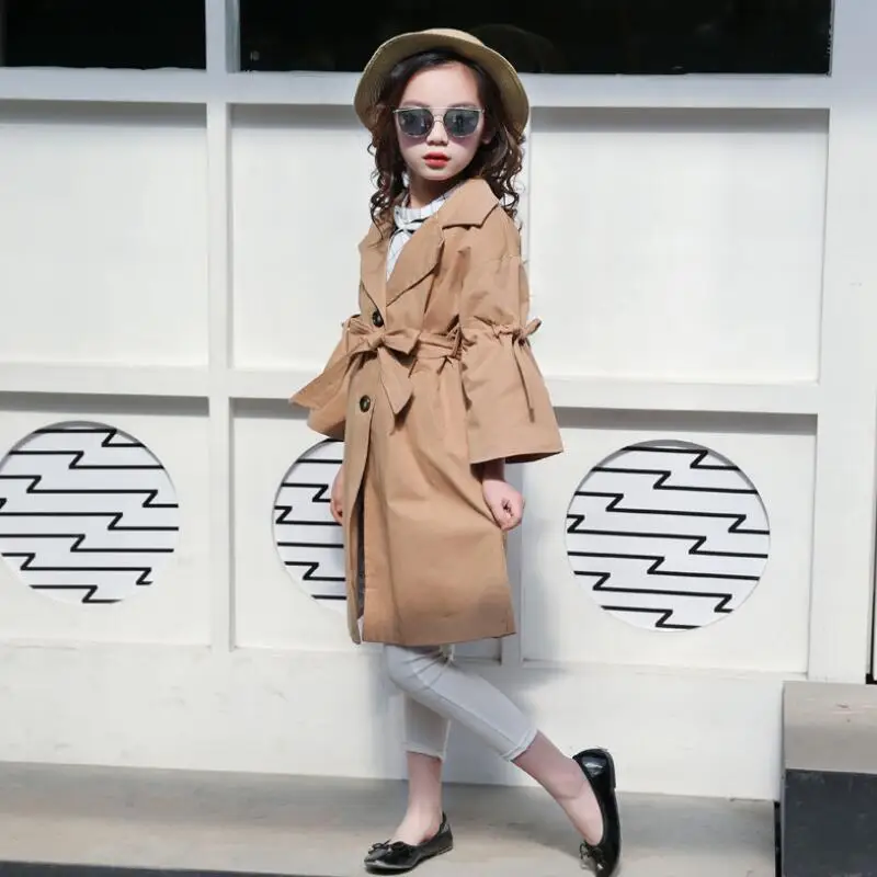 Мода 2018 года Осенний плащ для девочек подростков детская одежда хлопковая куртка