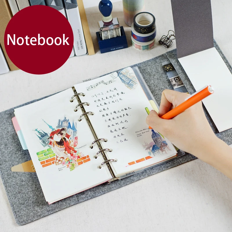 A5Leather Rope Felt Traveler Notebook Planners Creative DIY Travel Journal Notepads Sprial Recording Daily Memos Notebooks Gifts |