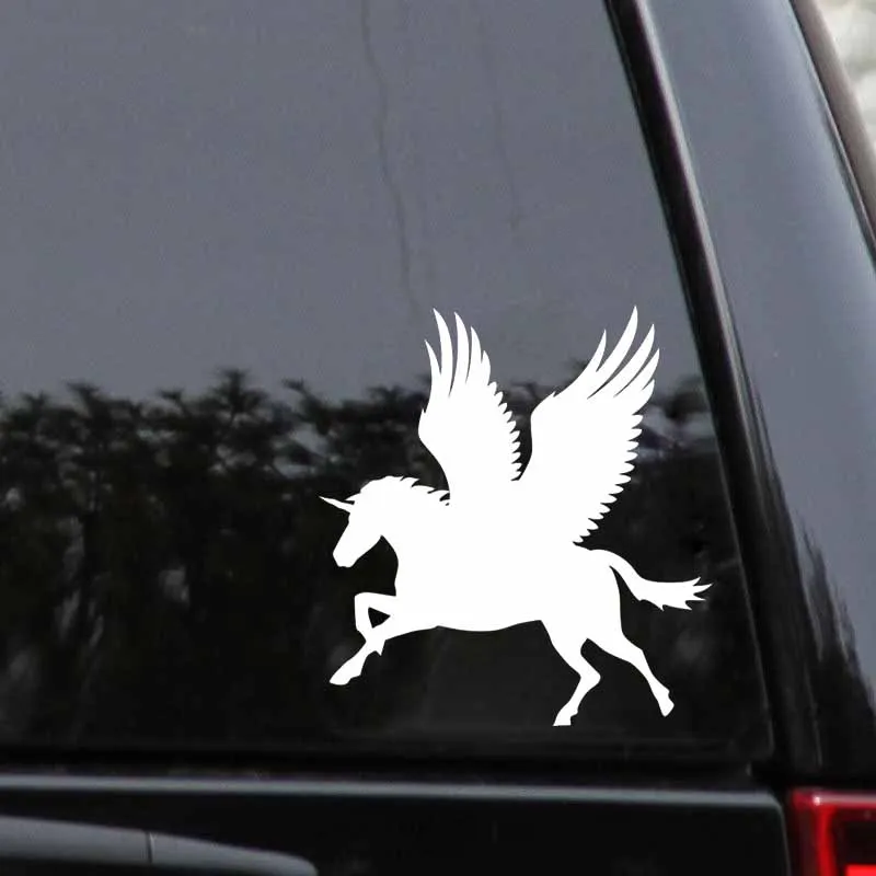 YJZT 11.6*12.4CM Handsome Flying Unicorn Angel Pray Decal Black/Silver Covering The Body Silhoutte Car Sticker Vinyl C20-1570 | Автомобили