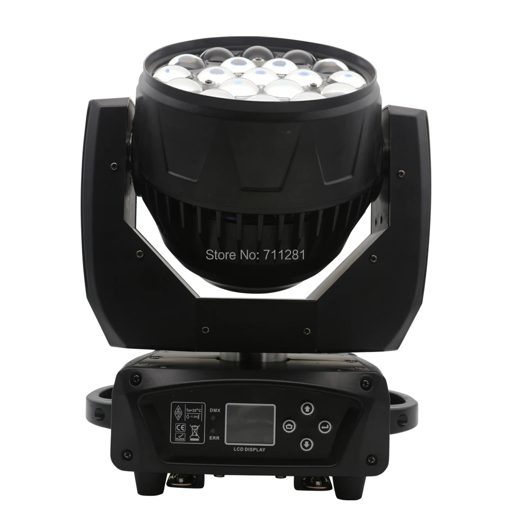 Flycase Lyre LED Zoom движущаяся головка 19x15 Вт Луч мытье света RGBW 4 в 1 5 60 градусов цветное
