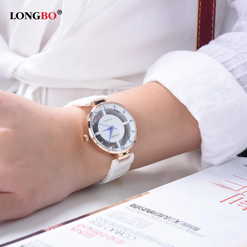 Бренд LONGBO, женские роскошные элегантные часы, женские модные часы, прозрачные часы со скелетом, циферблатом, женские часы, Relogio Feminino