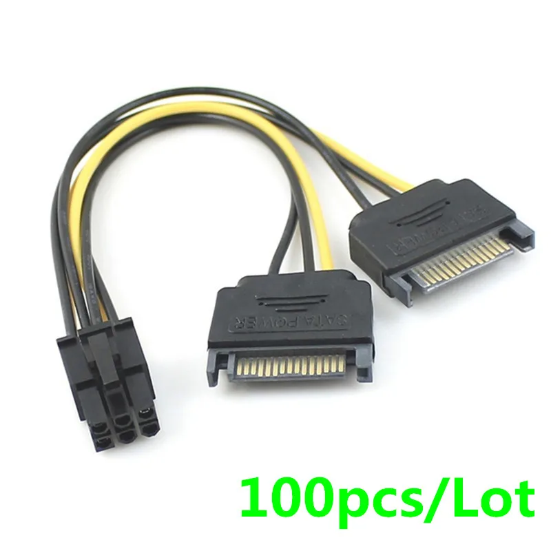 Кабель питания для видеокарты 100 шт./лот два SATA 15 Pin Male M-PCI-e Express Card 6 Female видеокарта