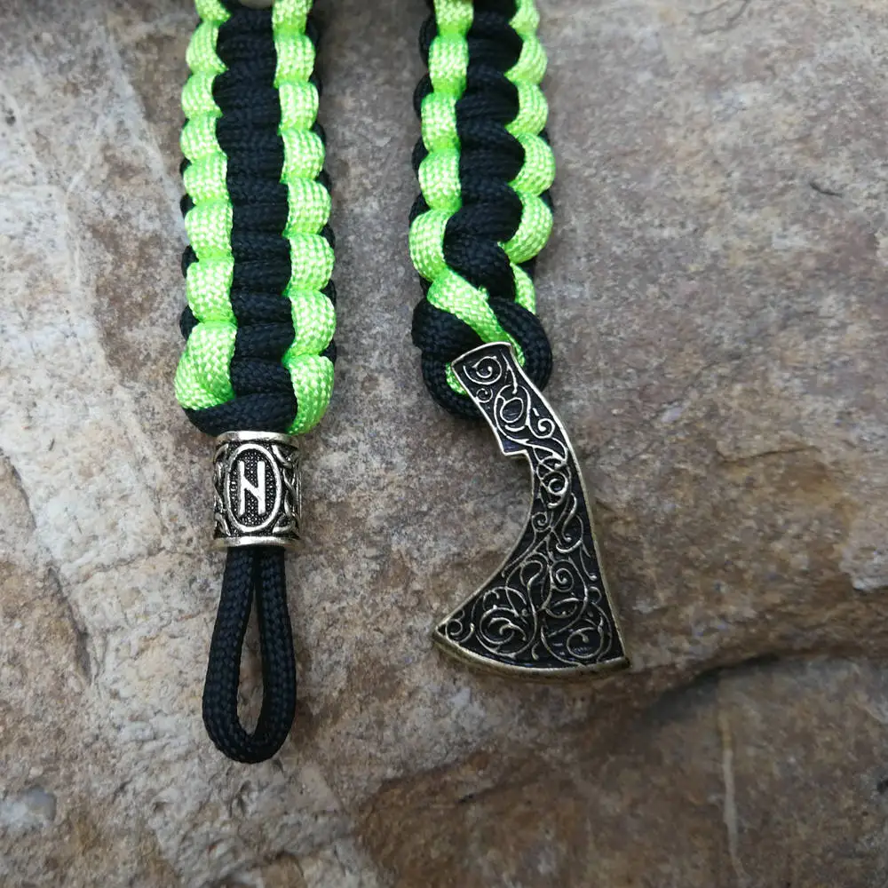 Браслет Paracord мужские бусы с рунами викингов топор талисман шарм Плетеный