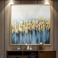best selling pure hand painted thick textured abstract oil painting on canvas pop fine art abstract with gold foil oil painting