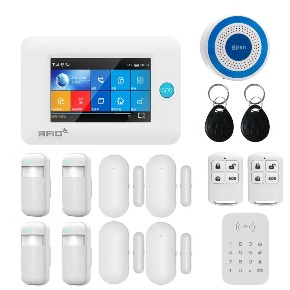kit 12 Беспроводная WiFi 3g GSM GPRS интеллектуальная домашняя сигнализация 4,3 дюймов сенсорный экран приложение дистанционное управление для умного дома монитор безопасности - Цвет: kit 12