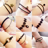 simple design starfish hollow star chili pearl pendant leather woven floral chains special sweet bracelets for girls