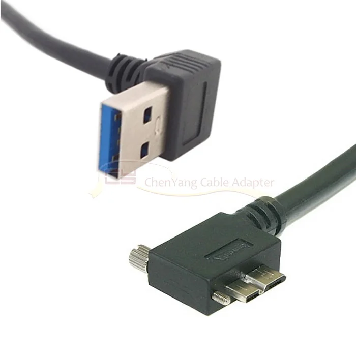 

Locking Screws Panel Cable Down Direction Angled 90 Degree USB 3.0 A Plug to Micro B Plug Right Angled 0.4m