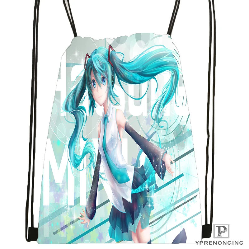 Custom Hatsune Miku Megurine рюкзак с кулиской сумка милый детский (Черная задняя часть) 31x40 см
