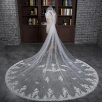 1 layer lace bride veil white ivory widened mesh veil lace applique wedding veil comb cathedral wedding veil