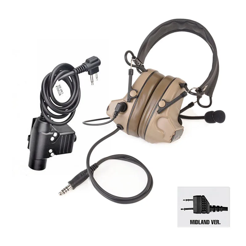 Ztac softair Peltor Comtac 2/ii Военная гарнитура шумоподавление для охоты с PTT u94 Motorola midland plug Z041 DE+ Z113 - Цвет: HEADSET PTTMidland