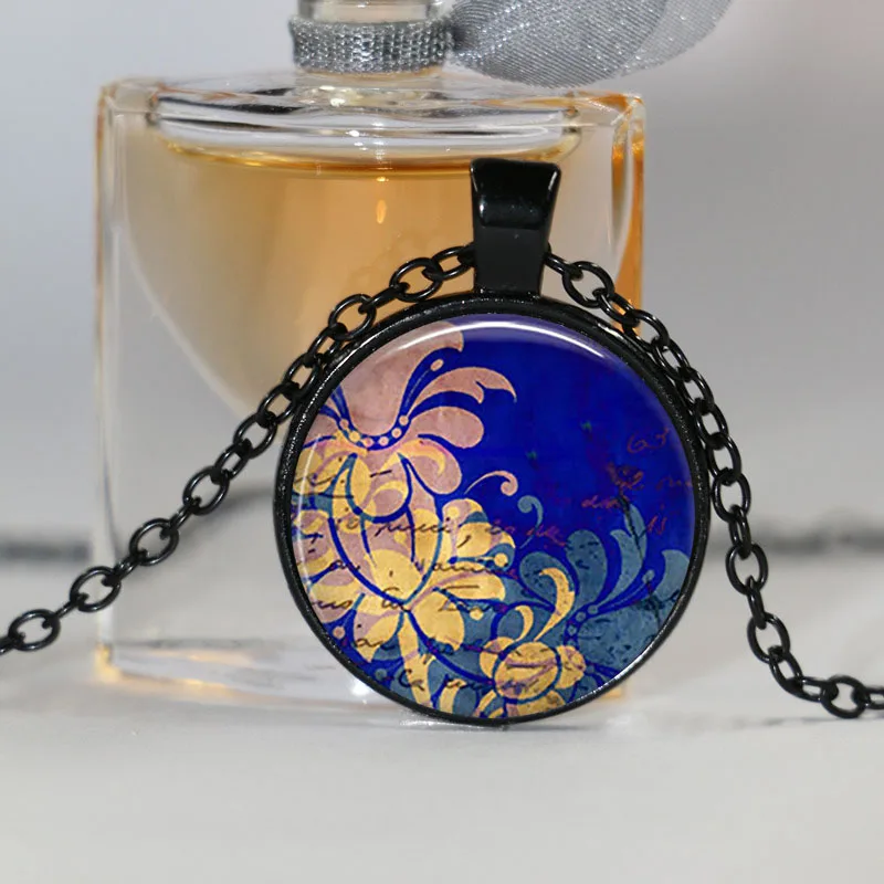 Round Glass Cabochon Mood Indigo Abstract Art Resin Pendant Making Jewelry Accessories Beautiful Cameo | Украшения и аксессуары