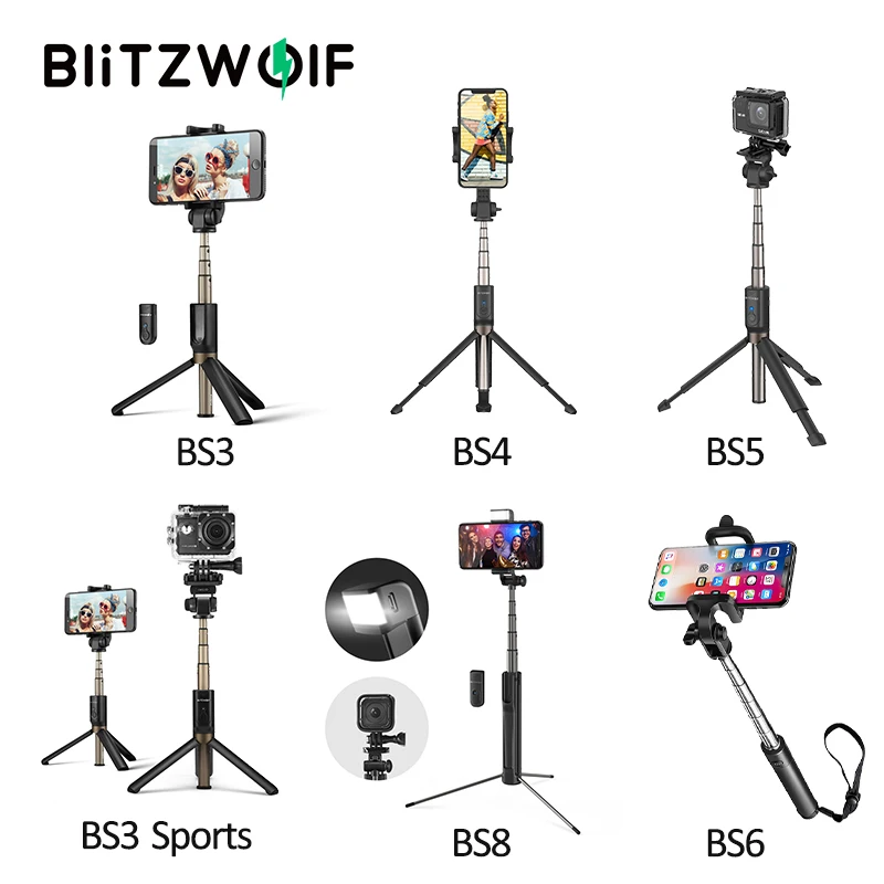 BlitzWolf беспроводной bluetooth штатив для селфи Мини Выдвижной Монопод универсальный