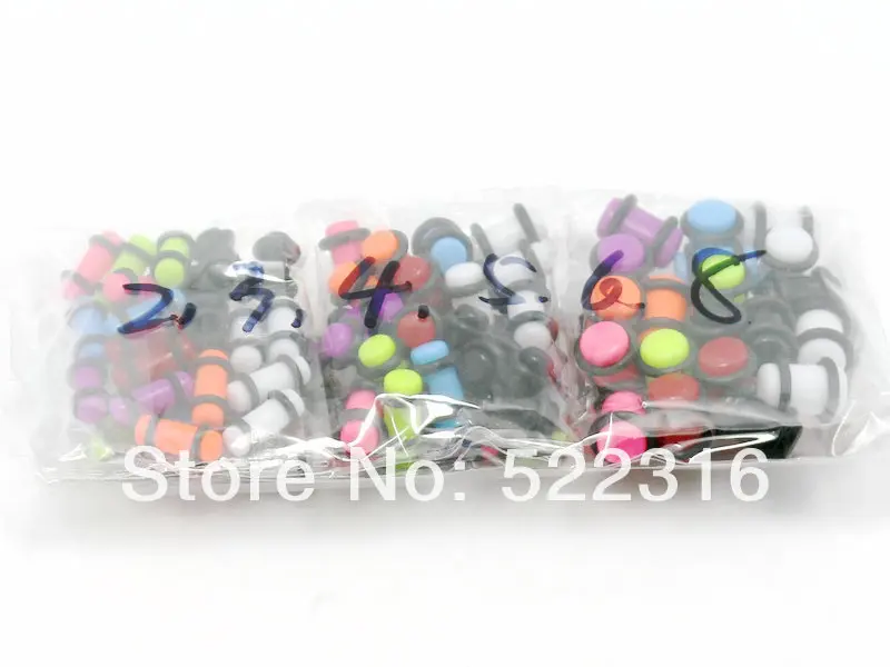 Акриловые затычки для ушей JEWEL с 2 черными уплотнительными кольцами разных цветов