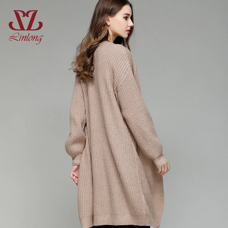 Autumn Casual knitting long cardigan female Loose korean knitted jumper 2018 warm winter sweater women B215 |