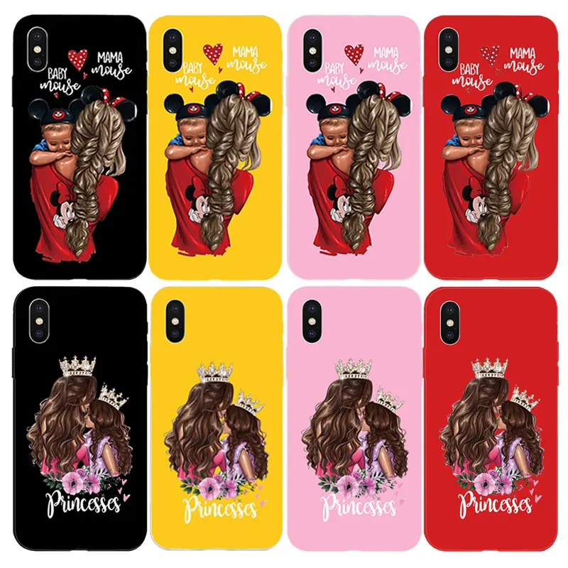 For iPhone 5 5s SE 7 8 6 6s Plus 10 X XS Max XR Coque Fundas Princess Queen Mother Baby girl Case Used in Apple phones |