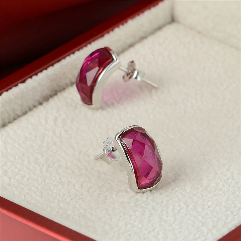 GW Jewelry Hot Natural Red Clip Earrings Genuine 925 Sterling Silver New Women On Sale Outstanding FE370H90 | Украшения и