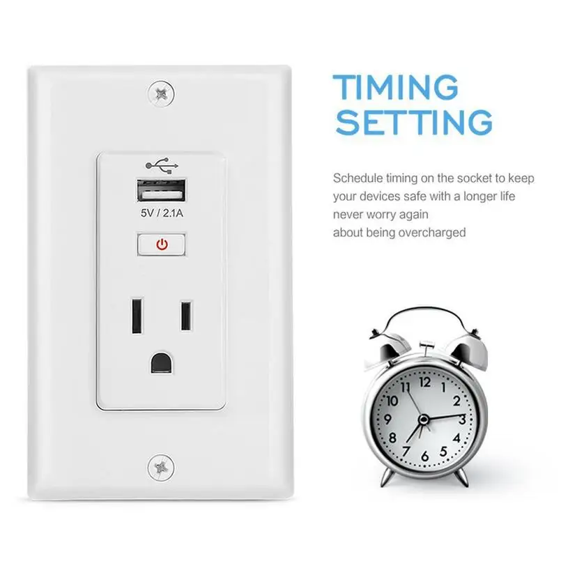 Умный настенный выключатель розетка AC США выход 2USB зарядное устройство порты