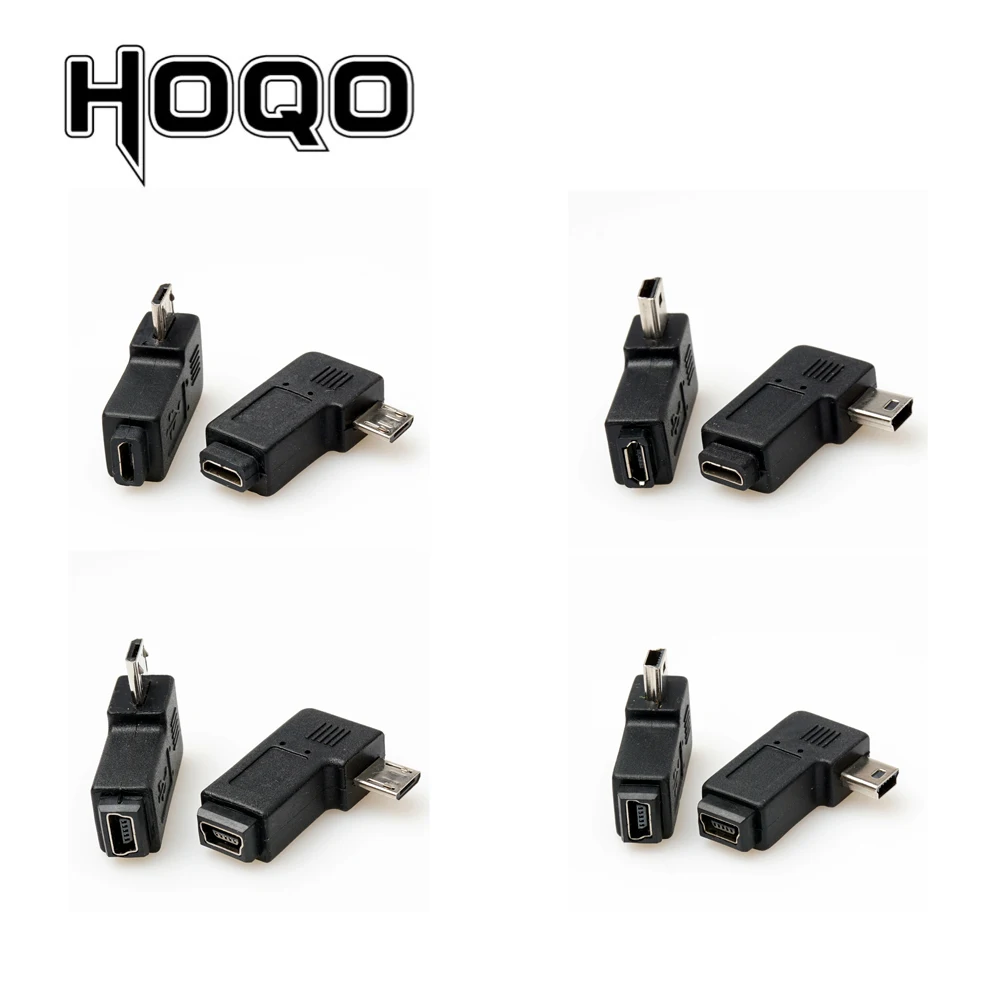 Мини usb микро адаптер 90 градусов Левый Правый Угол Мини-usb к микро-usb штекер-гнездо