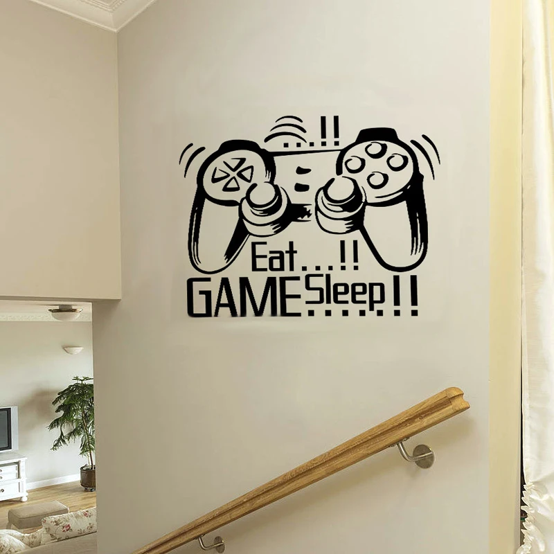 Игровой геймпад Eat Sleep настенная наклейка для мальчиков игровой комнаты спальни