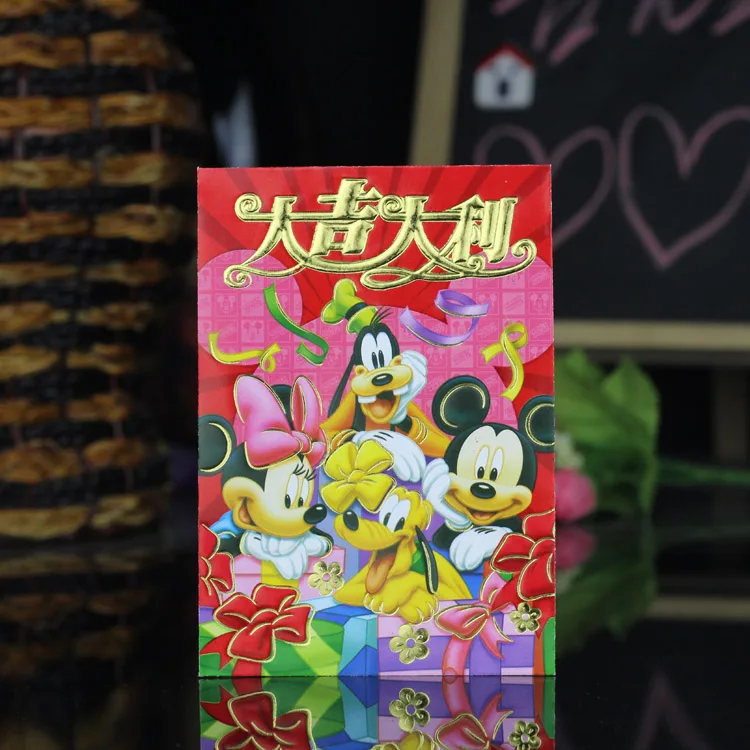 Микки Минни китайский новый год День рождения Свадьба новоселье красный конверт