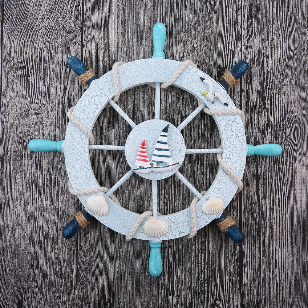 Домашний океан море моряк Декор расписанный морской деревянный корабль колесо