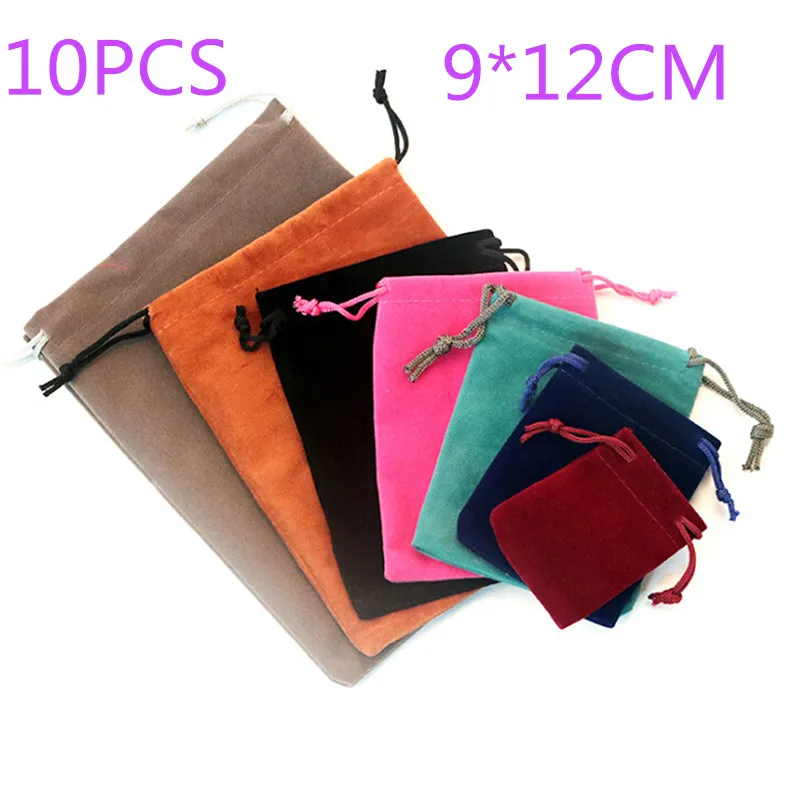 

10Pcs Black Velvet Bag Drawstring Pouch Necklace Bracelet Jewelry Packaging Christmas/Wedding Gift Bag 5*7cm/ 7*9cm/9*12cm
