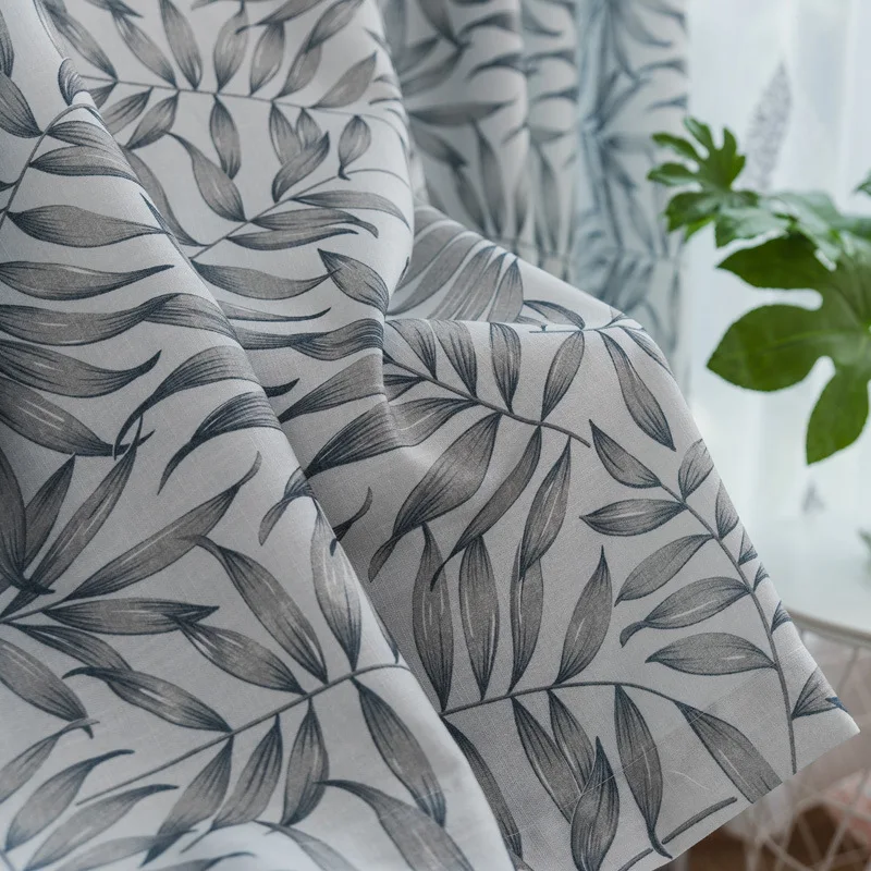 Хлопковые и льняные шторы в китайском стиле для гостиной с листьями кухни