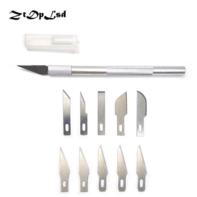 

ZtDpLsd 11 Blades Metal Scalpel Craft Engraving Pen Knives DIY Wood Paper Carving Fruit Food Cutting Repair Stationery Art Tool