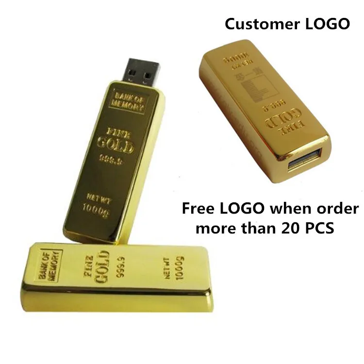 Логотип клиента USB флэш накопитель Золотой бар флеш Usb 3 0 U диск до 4 ГБ 8 16 32 большой