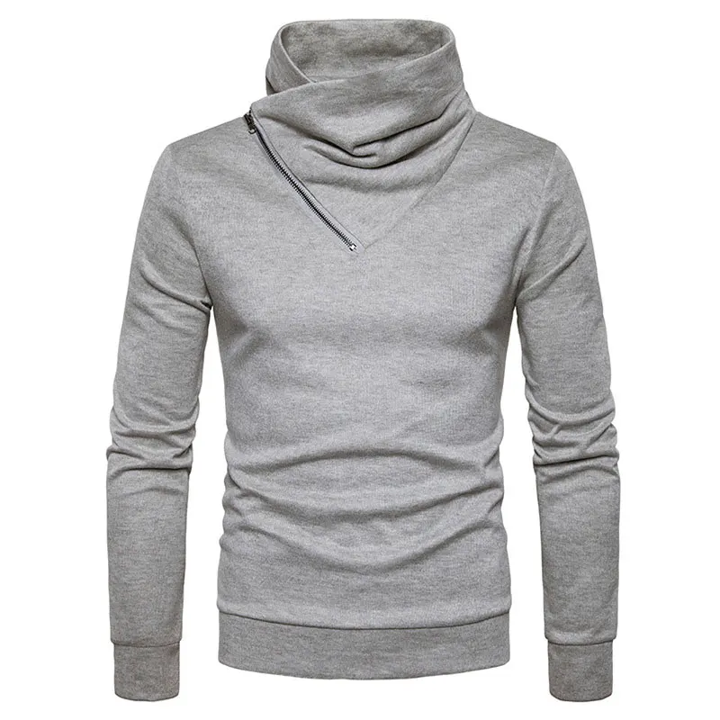 

Men's Top Design Zipper Decor Turtleneck Solid Sweaters Slim fit Pullover Mans Clothes 2018 Long Sleeve Sweaters for Male