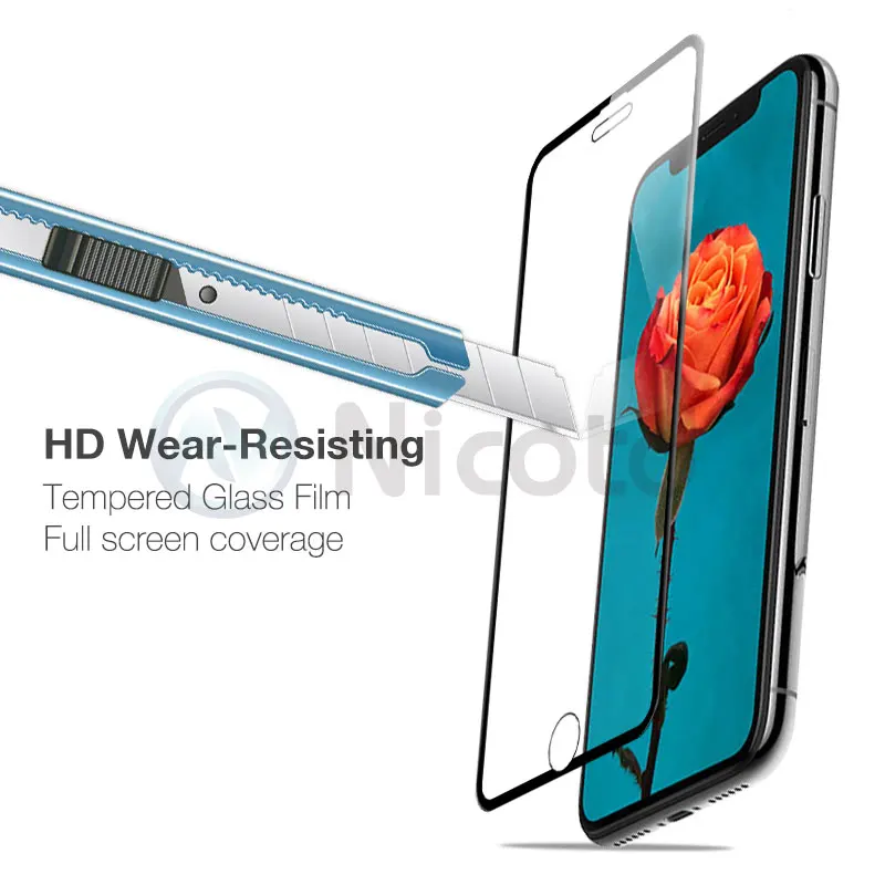 Защитное стекло Nicotd закаленное с полным покрытием для iPhone X 8 7 6s 6 plus 4D/5D/6D |