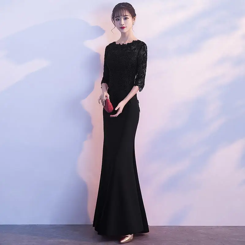 Китайское женское тост сексуальная одежда тонкое платье русалки Vestidos улучшенное О-образным вырезом Qipao благородное элегантное кружевное Чонсам оверсайз XXXL - Цвет: Style 3
