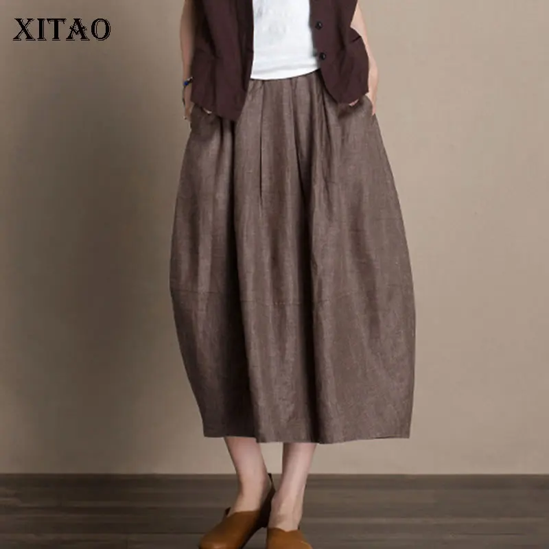see picture WBB4481 XITAO Bud, тонкая плиссированная юбка для женщин, корейская мода, дикий Джокер, карман, эластичная талия, пэчворк,, элегантная, высокая талия, WBB4481 - Цвет: see picture WBB4481