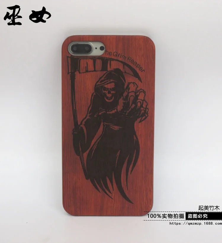 100% Natural Carving Case Для iPhone 7 6 6s плюс 5 5S SE Обложка Противоударный Чехол Стильный