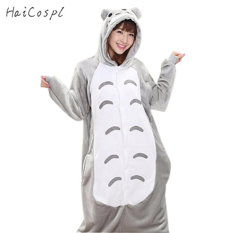 Disfraz de Totoro Kigurumi para mujer, mono de franela de invierno, bonito gato, cálido, Animal adulto, Festival, Carnaval, Fantasía