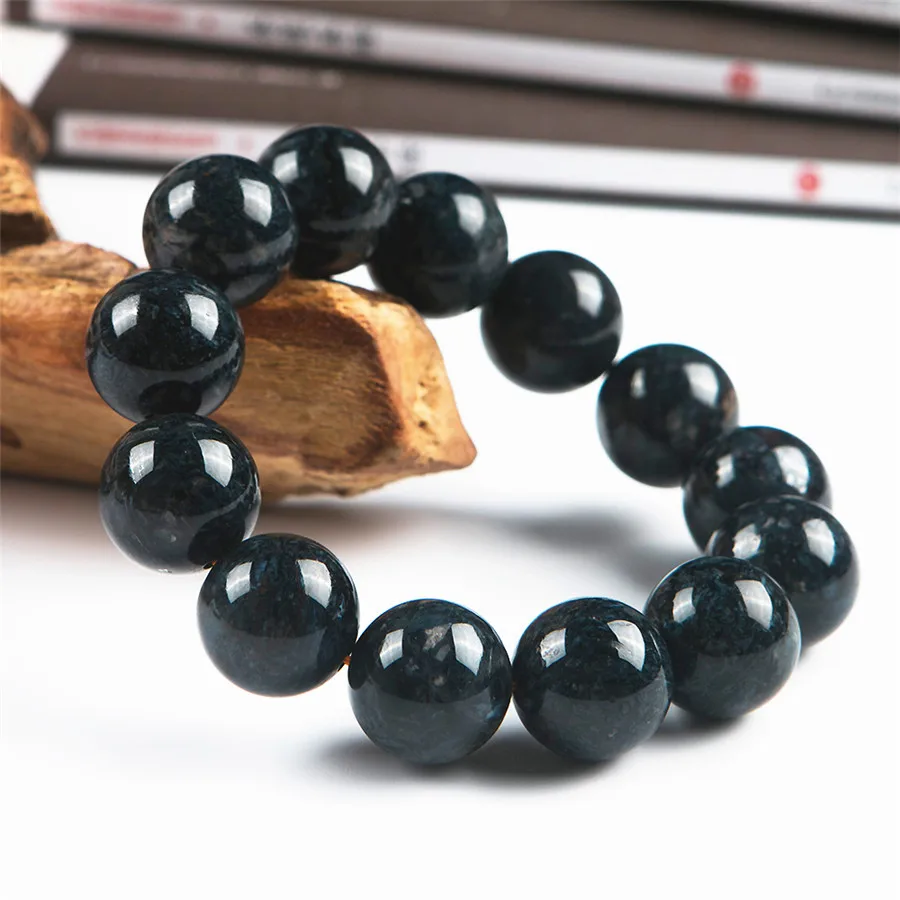 Женский и мужской мощный растягивающийся Круглый браслет из бисера 16 мм синий