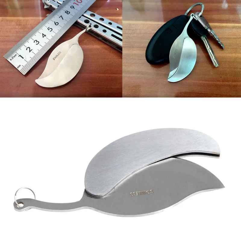 Серебристый Брелок для ключей из нержавеющей стали брелок мини складной