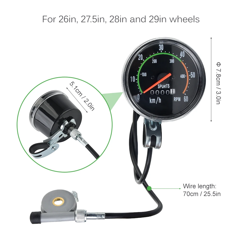 Classical Bike Stopwatch Speedometer Cycling Odometer Mechanical Bike Stop Watch Speed RPM Gauges