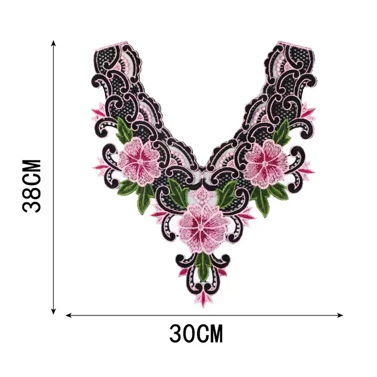 1 шт. золотая вышивка цветной цветочный воротник кружевная полиэфирная ткань DIY